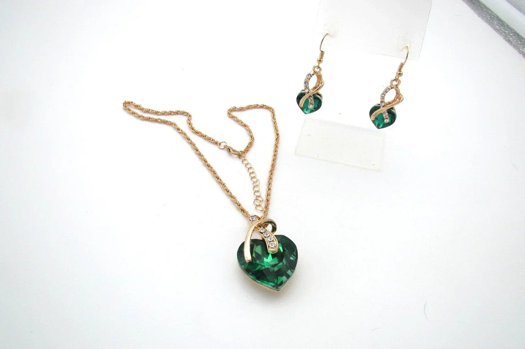 Selena Marisse Emerald Jewelry Set | Gold-Tone